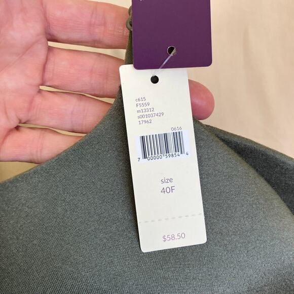 Cacique NWT Sz 40F C Wire Balconette Bra Olive Green Side-smoothing Solution - Picture 5 of 14